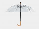 Parapluie transparent Publicitaire poignée bois - YUKI48