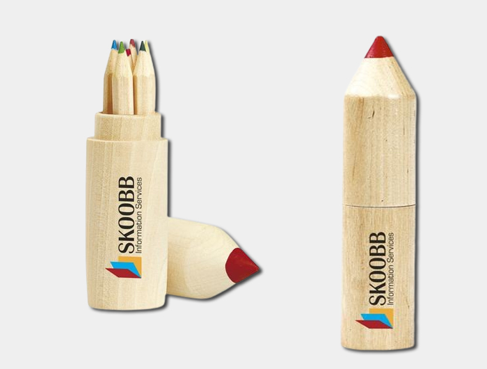 Boite 6 Crayons de couleur Publicitaire bois - WDBX30