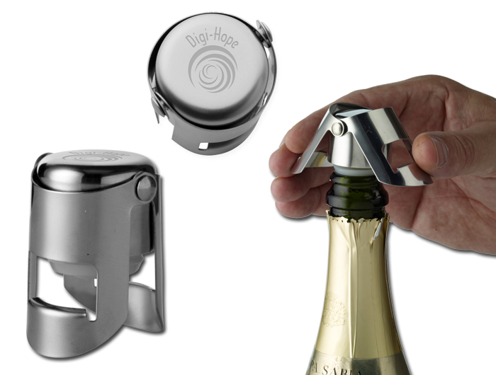 Bouchon de Champagne, Cadeau d'entreprise, Bouchon publicitaire bouteille  champagne en metal