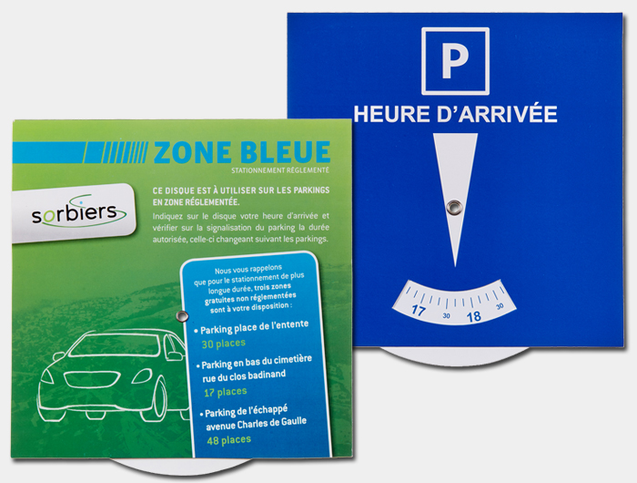 Disque de stationnement - Parkeerschijf - Disque de stationnement - Disque  bleu - Zone