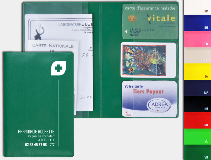 Pochette médicale porte ordonnance pharmacie carte vitale en tissu