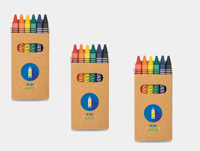 Boîte crayons de cire Publicitaire - Boîte 6 cires - PABLO53