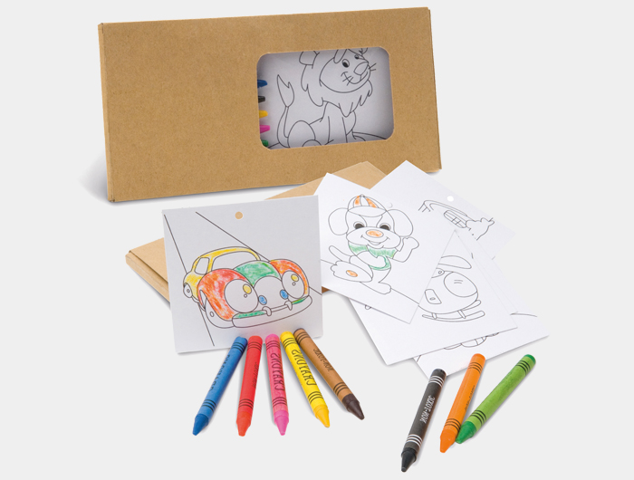 Boîte 8 crayons de cire Publicitaire dessins à colorier - ARTISTA18