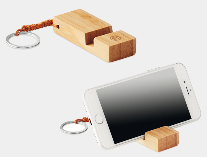 Porte clé Publicitaire Bois support smartphone - MOBY83