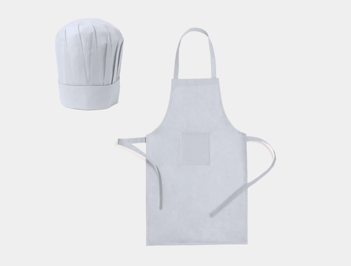 Tablier enfant Toque et gant de cuisine - Blanc et Couleurs