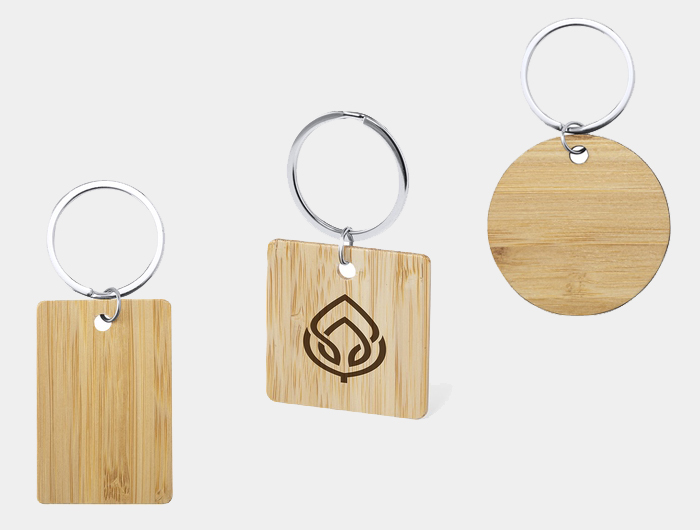 Porte-clés rond en bambou publicitaire 