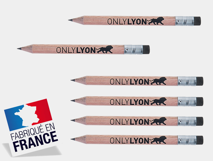 Crayon de bois en papier recyclé avec gomme publicitaire personnalisé