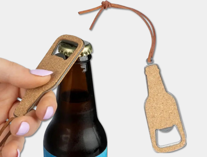 Décapsuleur publicitaire en liège et inox avec cordon - DEC181 Décapsuleur publicitaire en liège et inox avec cordon - DEC181