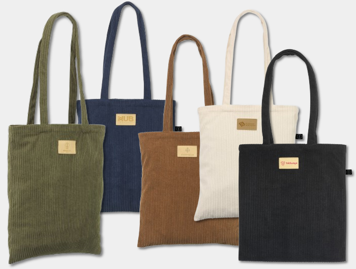 Sac Tote bag publicitaire en velours côtelé recyclé - TOTVEL22