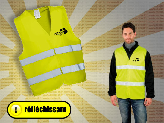 Gilet de sécurité personnalisé. Gilet haute visibilité publicitaire.