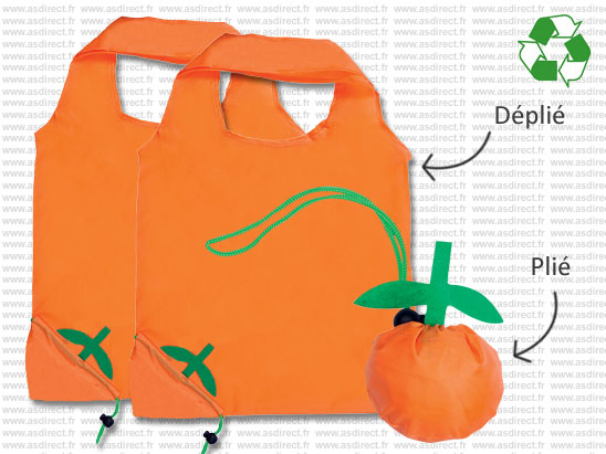 Sac Shopping Pliable Réutilisable - forme Orange