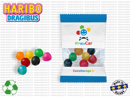 Bonbon publicitaire personnalisé Dragibus Haribo VEGAN