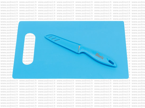 Planche à découper Publicitaire bleue avec couteau - PALERME295