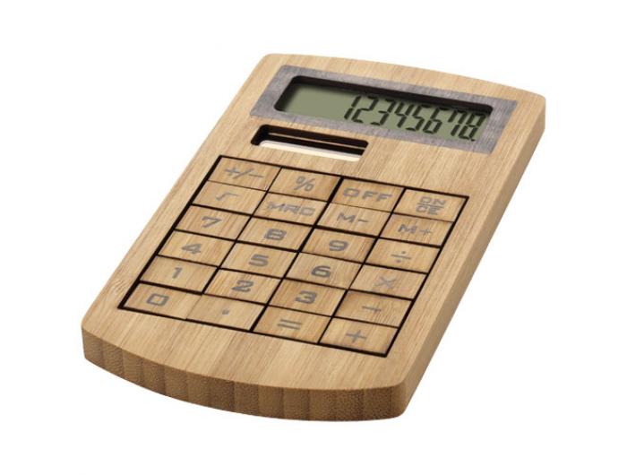 Calculatrice Solaire Publicitaire - Bois Bambou - CS11