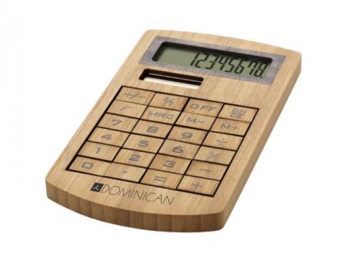 Calculatrice Solaire Publicitaire - Bois Bambou - CS11
