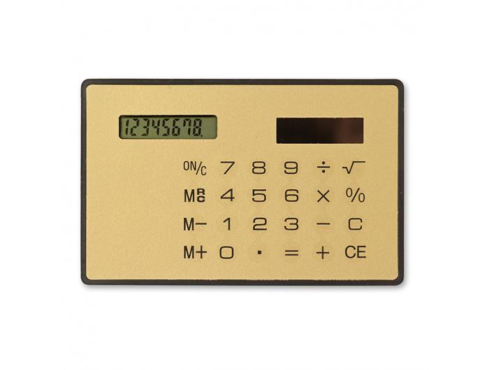 Calculatrice solaire Publicitaire dorée - forme carte de crédit