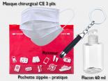 Masque chirurgical CE 3 plis avec flacon stylet - KIT1