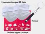 2 Masques Chirurgicaux CE 3 plis avec 1 stylet - KIT5