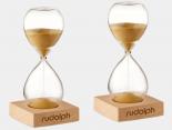 Sablier Publicitaire en verre 5 minutes socle bois - WDTM05