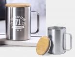 Mug isotherme Publicitaire 35 Cl couvercle bambou - OLEN12