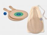 Set Beach Tennis Publicitaire MDF avec Pochette coton recyclé - PLG089