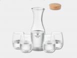 Carafe verre Publicitaire bouchon liège 1 Litre et 4 verres