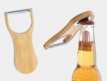 Econome décapsuleur publicitaire en bambou 2-en-1 - ECONB56