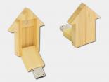 Clé USB publicitaire 32 Go en bambou forme maison - 18059