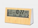 Station météo publicitaire en bambou avec horloge et hygromètre - STM36