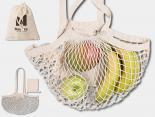 Sac filet publicitaire pliable en coton avec pochette de rangement - 18196