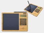 Calculatrice publicitaire avec tablette LCD - bambou - 18226