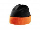 Bonnet bicolore noir - revers orange