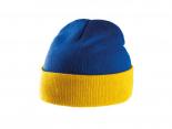 Bonnet bicolore bleu - revers jaune