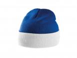 Bonnet bicolore bleu - revers blanc