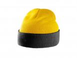 Bonnet bicolore jaune - revers noir