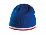 Bonnet bleu avec bande blanche et rouge