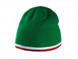 Bonnet vert avec bande blanche et rouge