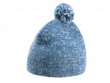 Bonnet bleu chiné avec pompon