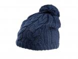 Bonnet pompon torsade bleue et pompon bleu marine